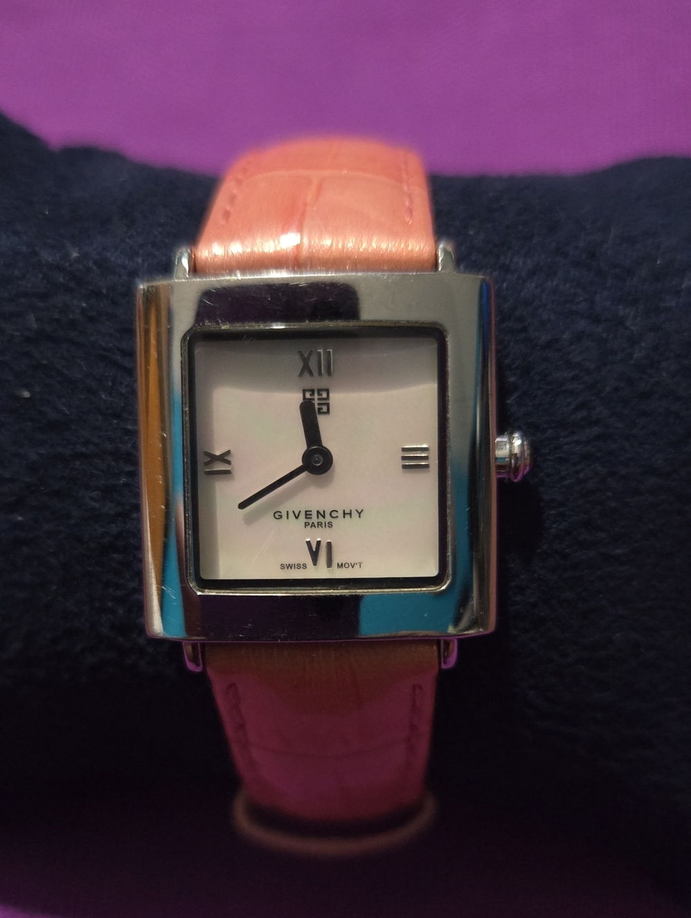 Givenchy Pink Leather Square Dial Women's Watch